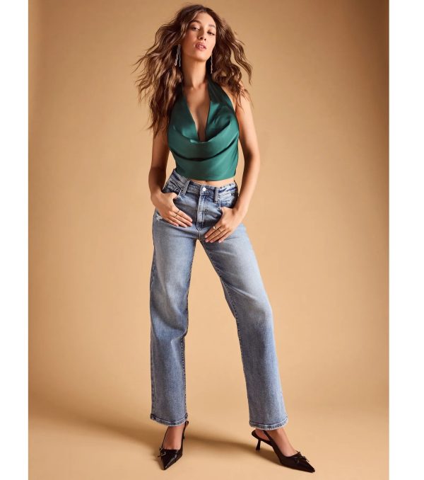 Feelin' Sleek Satin Halter Cowl Neck Top - Image 5