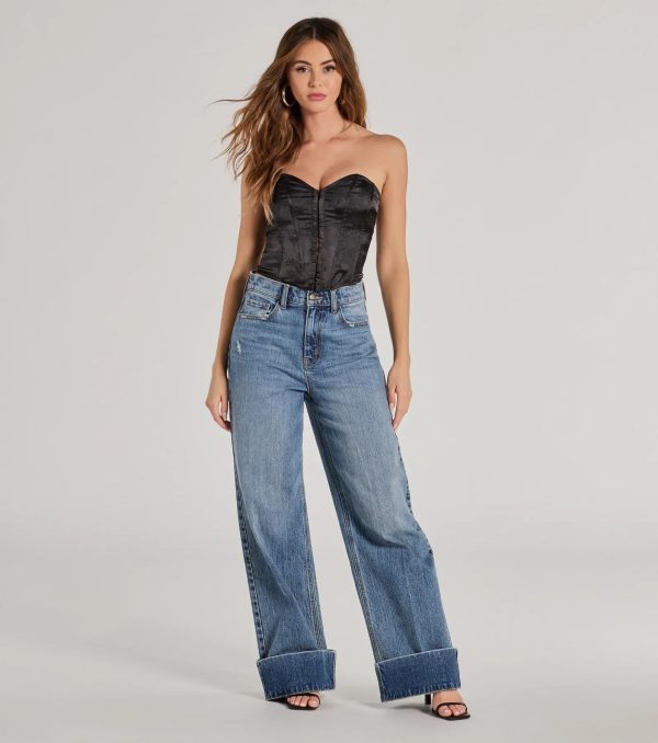 Sexy Allure Floral Jacquard Satin Corset Top - Image 3
