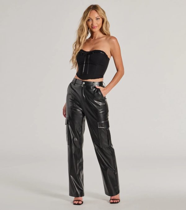 Sweet and Sultry Cropped Ribbon Corset Top - Image 3