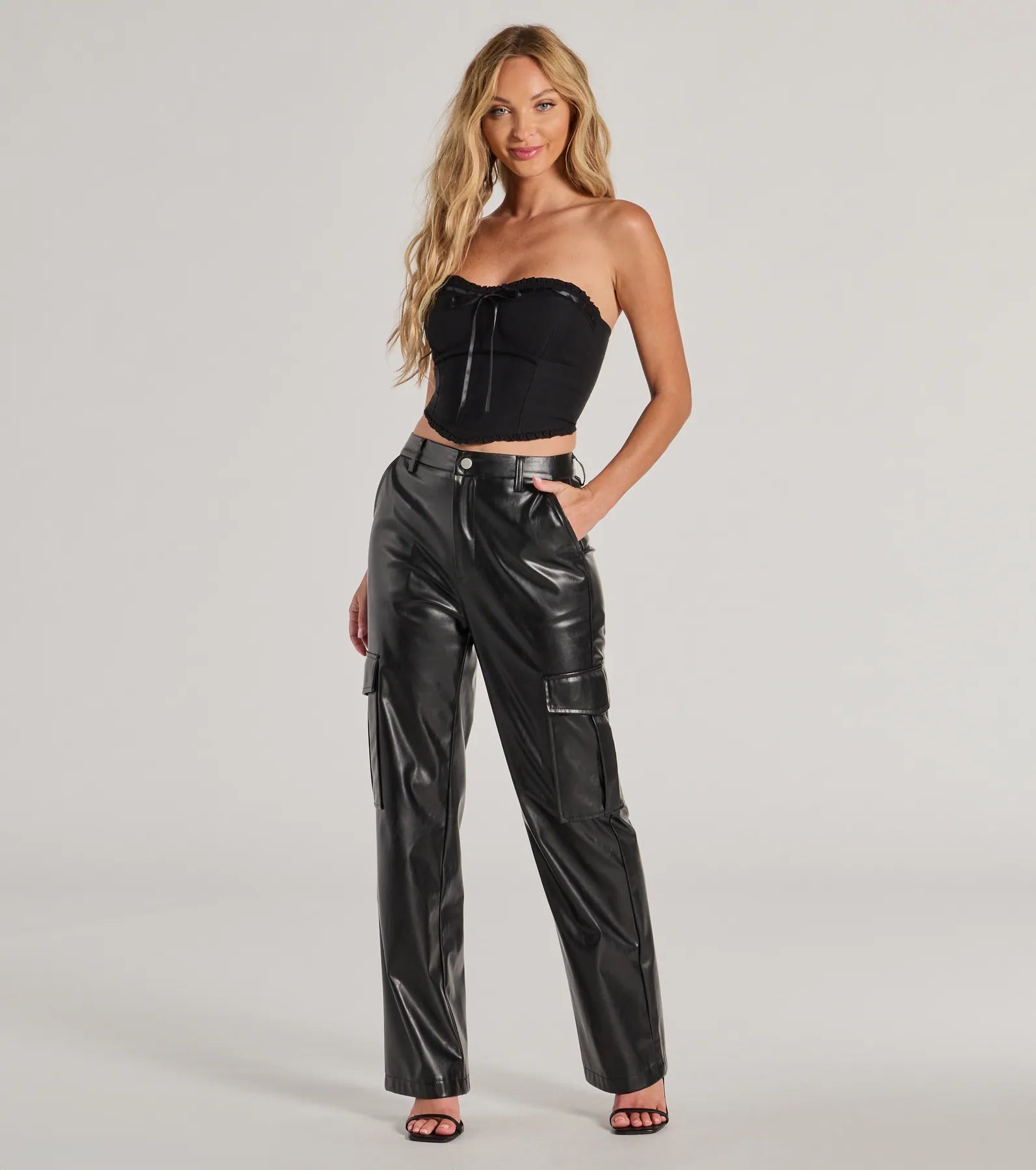 Sweet and Sultry Cropped Ribbon Corset Top - Image 3