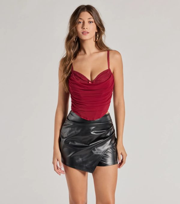 Sultry Night-Out Lace Trim Mesh Bustier Top - Image 6