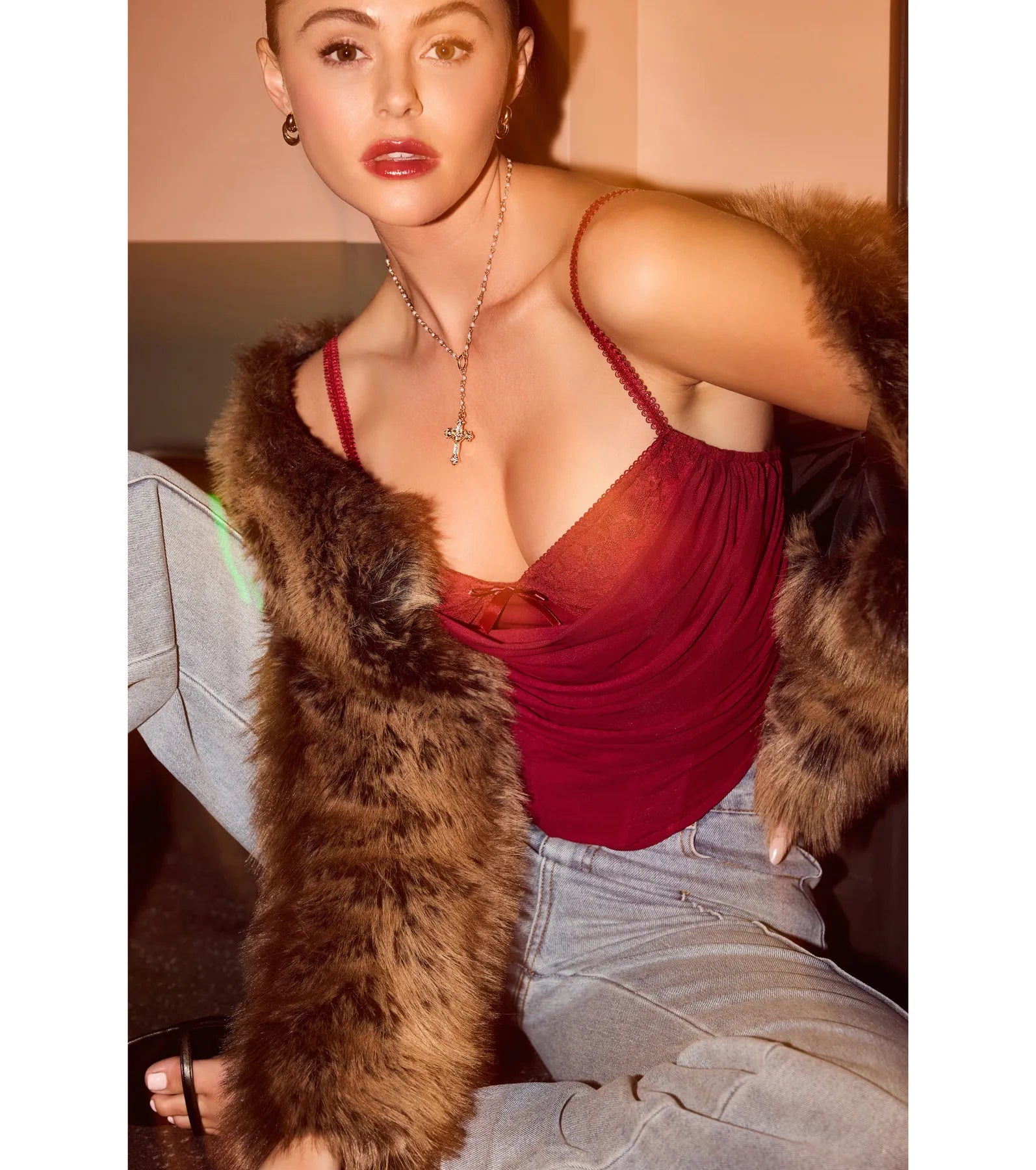 Sultry Night-Out Lace Trim Mesh Bustier Top - Image 10