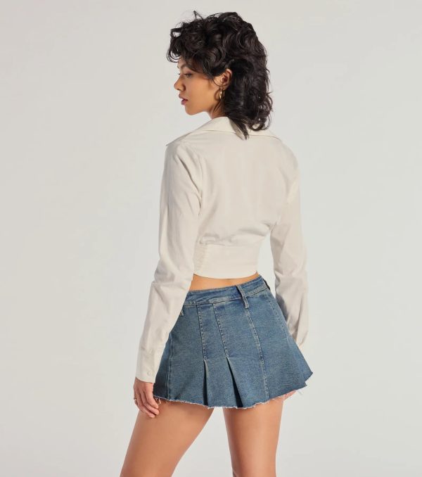 Chic Structure Long Sleeve Cropped Corset Top - Image 2