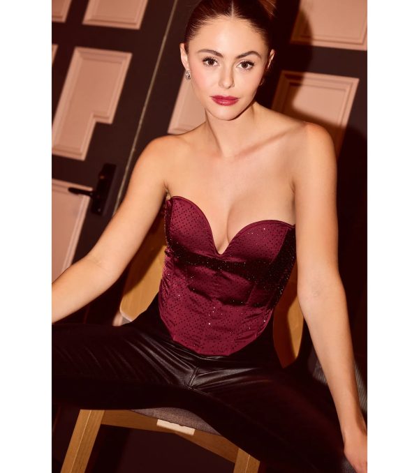 All That Glam Rhinestone Satin Cropped Corset - Image 14