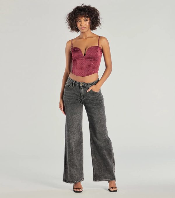 All That Glam Rhinestone Satin Cropped Corset - Image 17