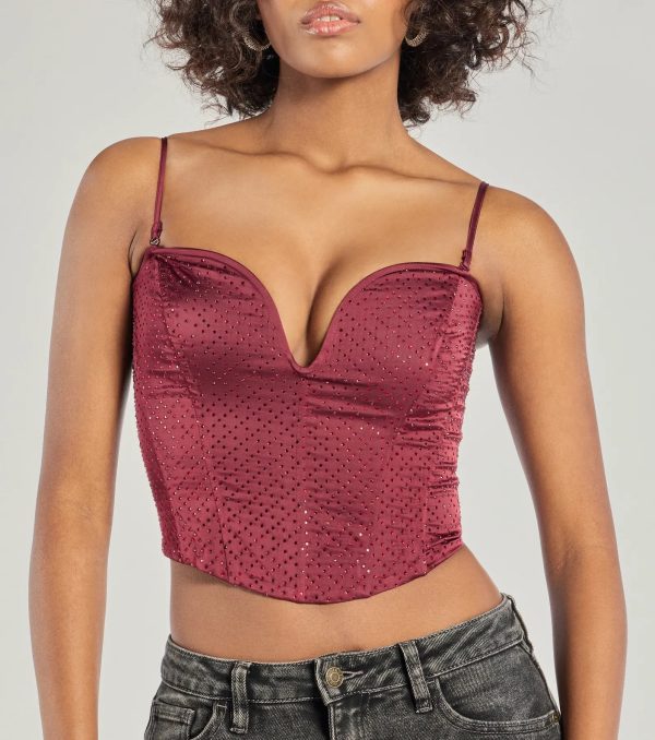 All That Glam Rhinestone Satin Cropped Corset - Image 18