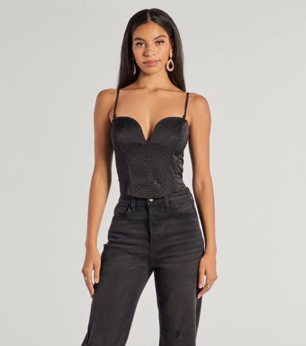 All That Glam Rhinestone Satin Cropped Corset - Image 19