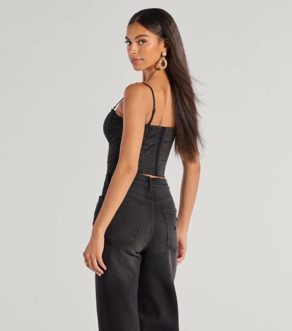 All That Glam Rhinestone Satin Cropped Corset - Image 20