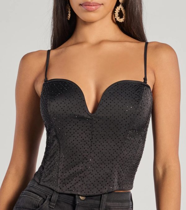 All That Glam Rhinestone Satin Cropped Corset - Image 22