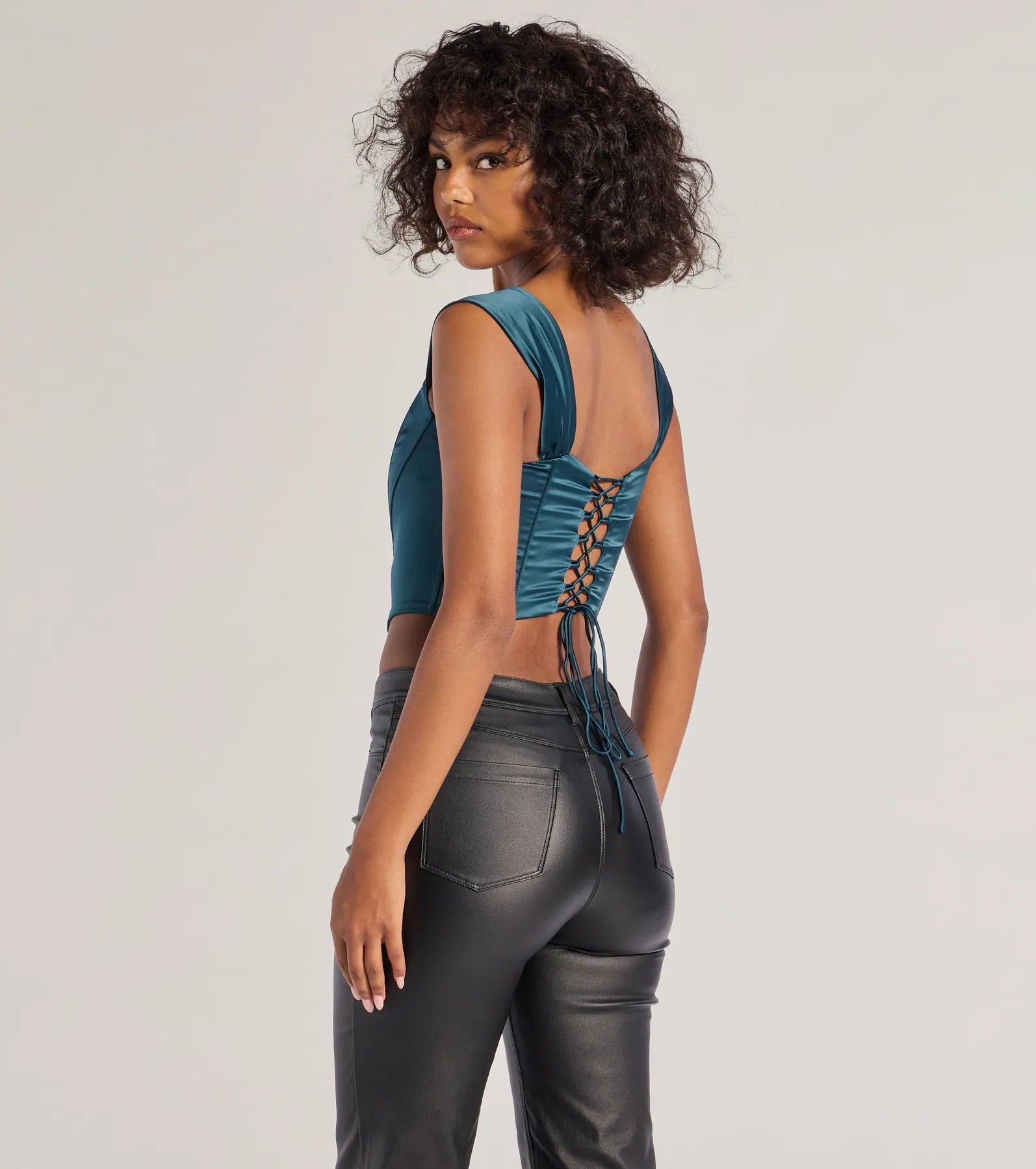 Renaissance Spell Lace-Up Satin Corset - Image 6