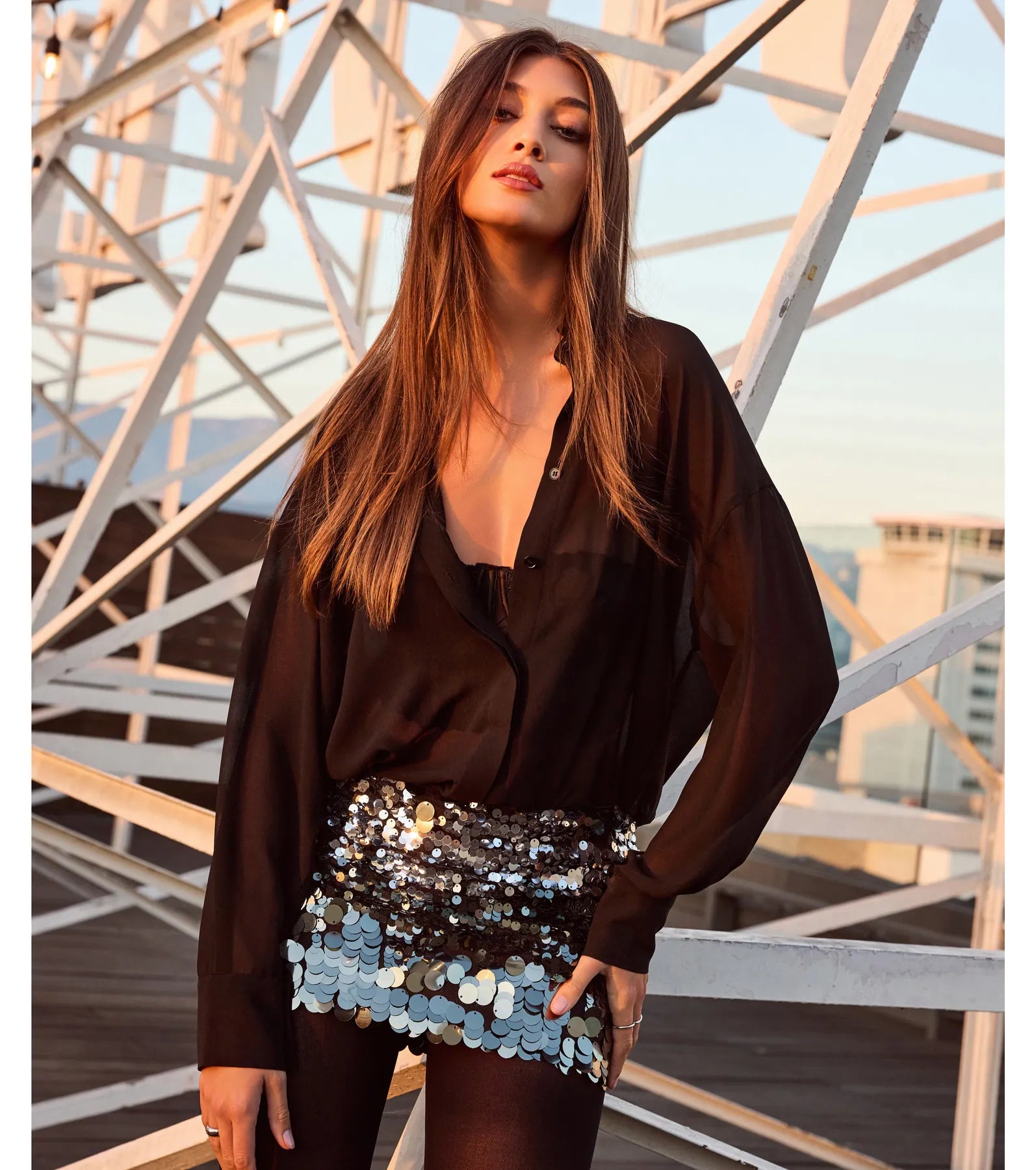 Sheer Ambition Long Sleeve Collared Blouse - Image 9