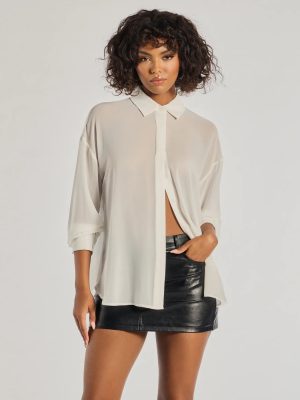 Sheer Ambition Long Sleeve Collared Blouse