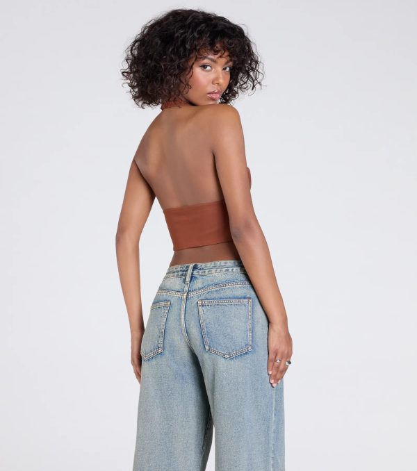 Sultry Trend Buckle Strap Halter Crop Top - Image 2