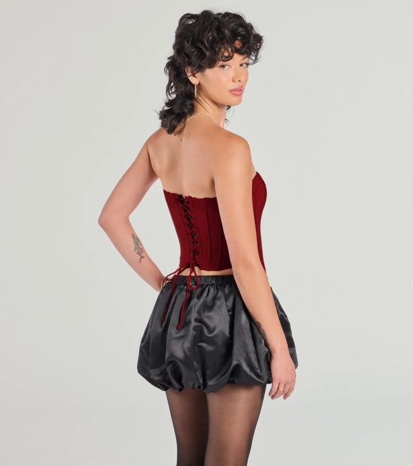 Chic And Snatched Strapless Lace Trim Corset Top - Image 10