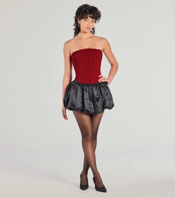 Chic And Snatched Strapless Lace Trim Corset Top - Image 11