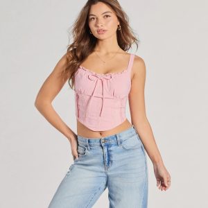 Delicately Femme Lace Trim Corset Top