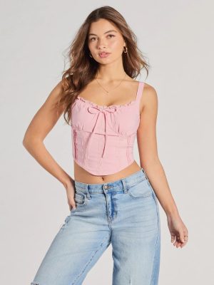 Delicately Femme Lace Trim Corset Top
