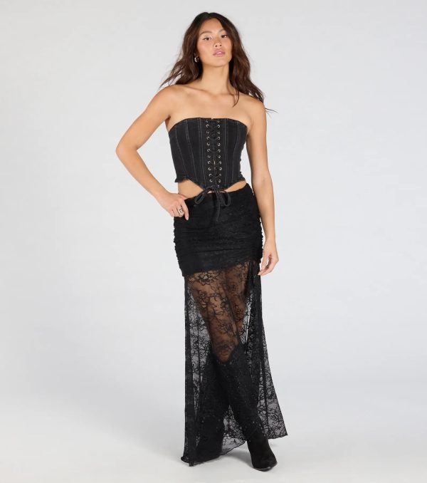 Trendy Style Lace-Up Denim Corset Top - Image 4