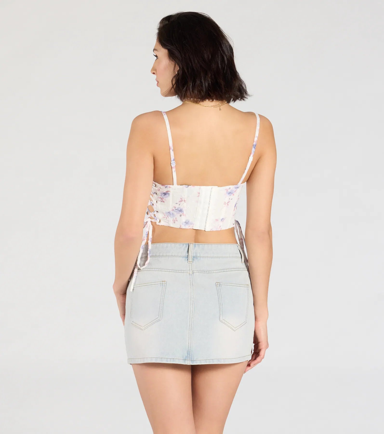 Flirty Nature Floral Lace-Up Corset Top - Image 2