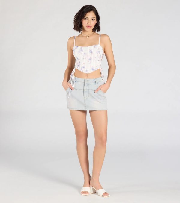 Flirty Nature Floral Lace-Up Corset Top - Image 3
