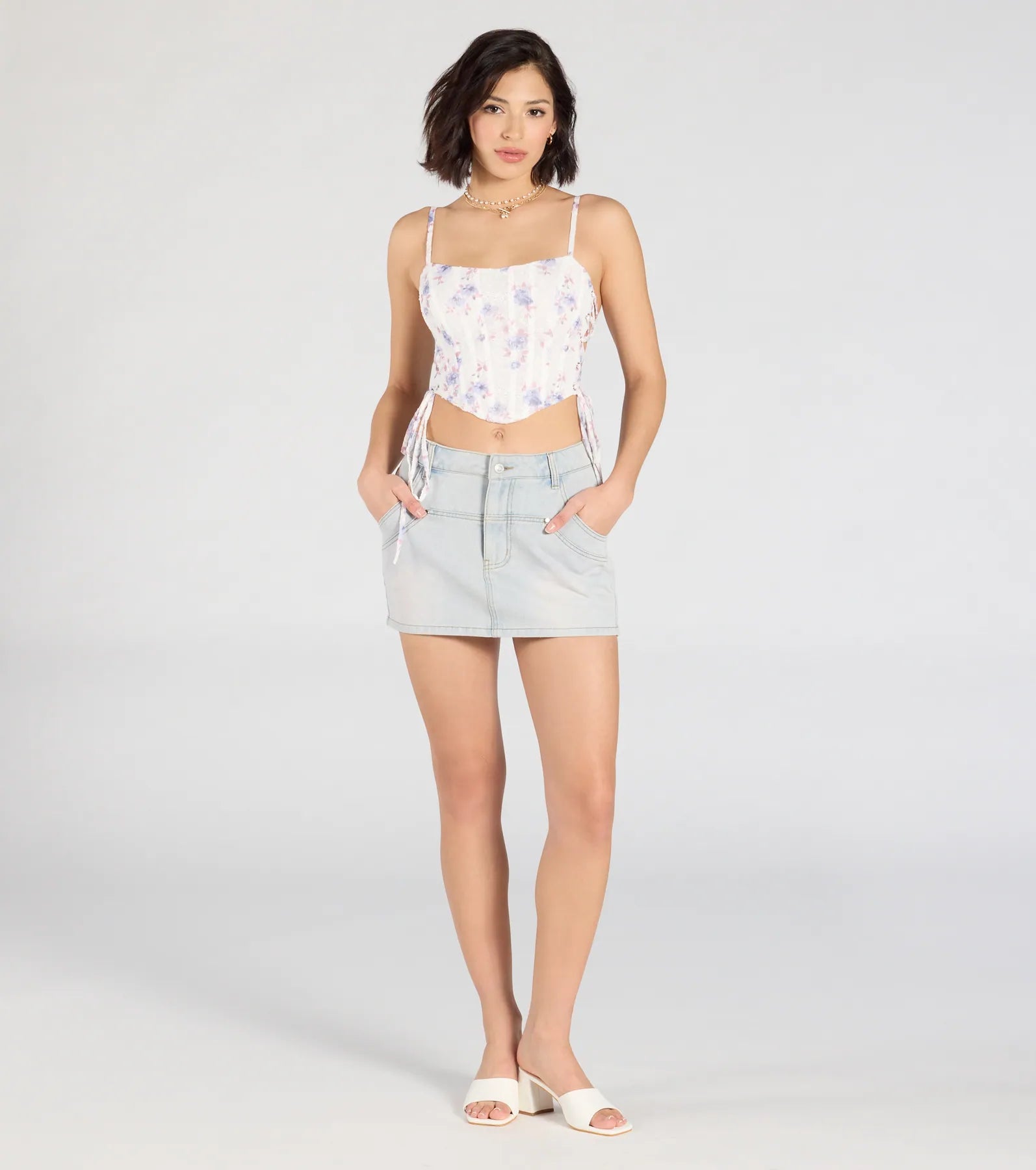 Flirty Nature Floral Lace-Up Corset Top - Image 3
