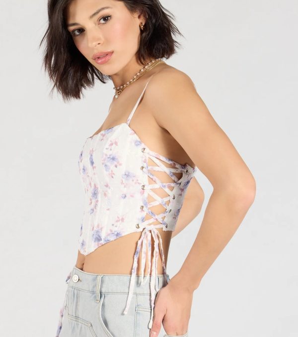 Flirty Nature Floral Lace-Up Corset Top - Image 4