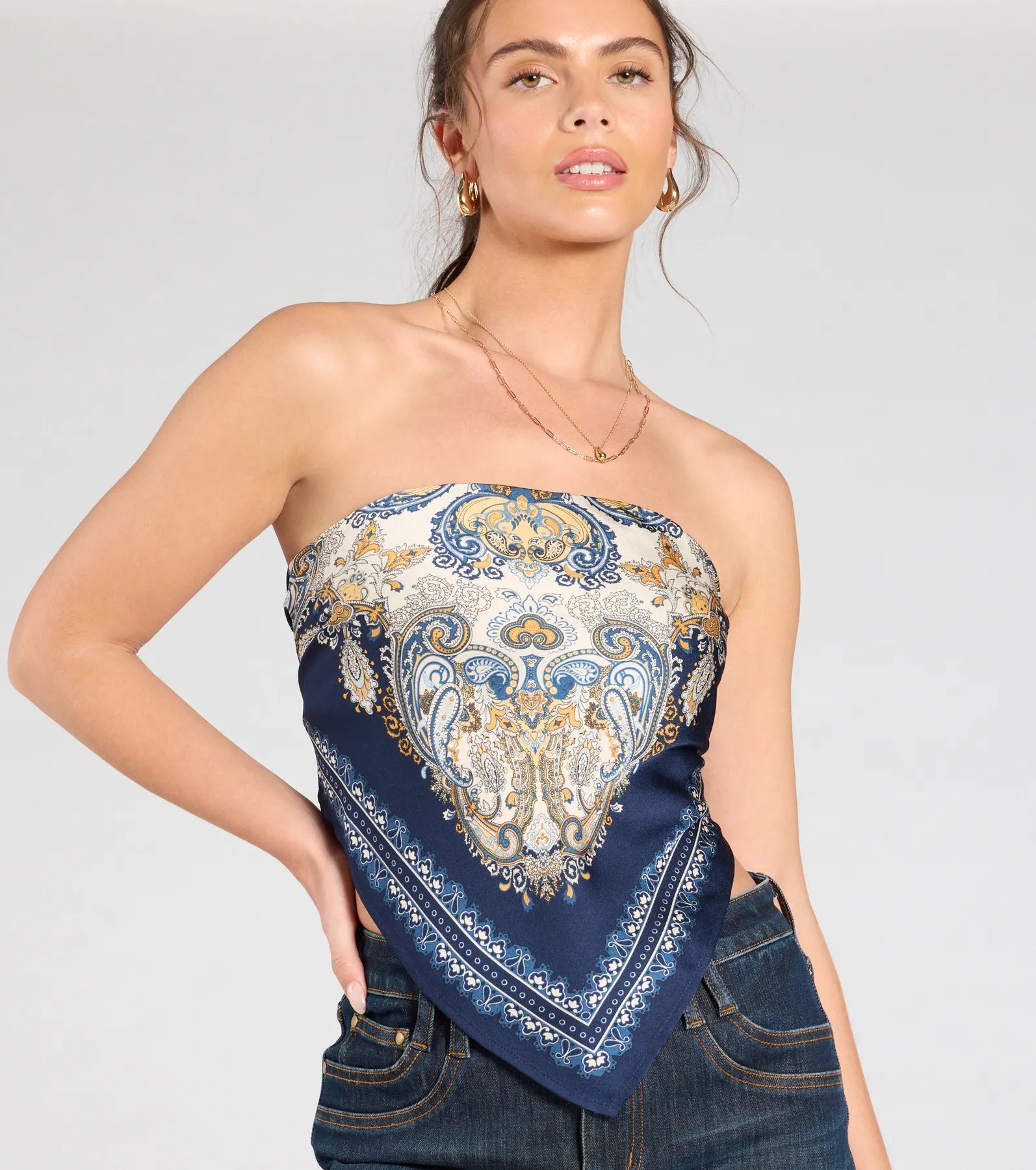 Sun Soaked Cutie Satin Scarf Top - Image 4