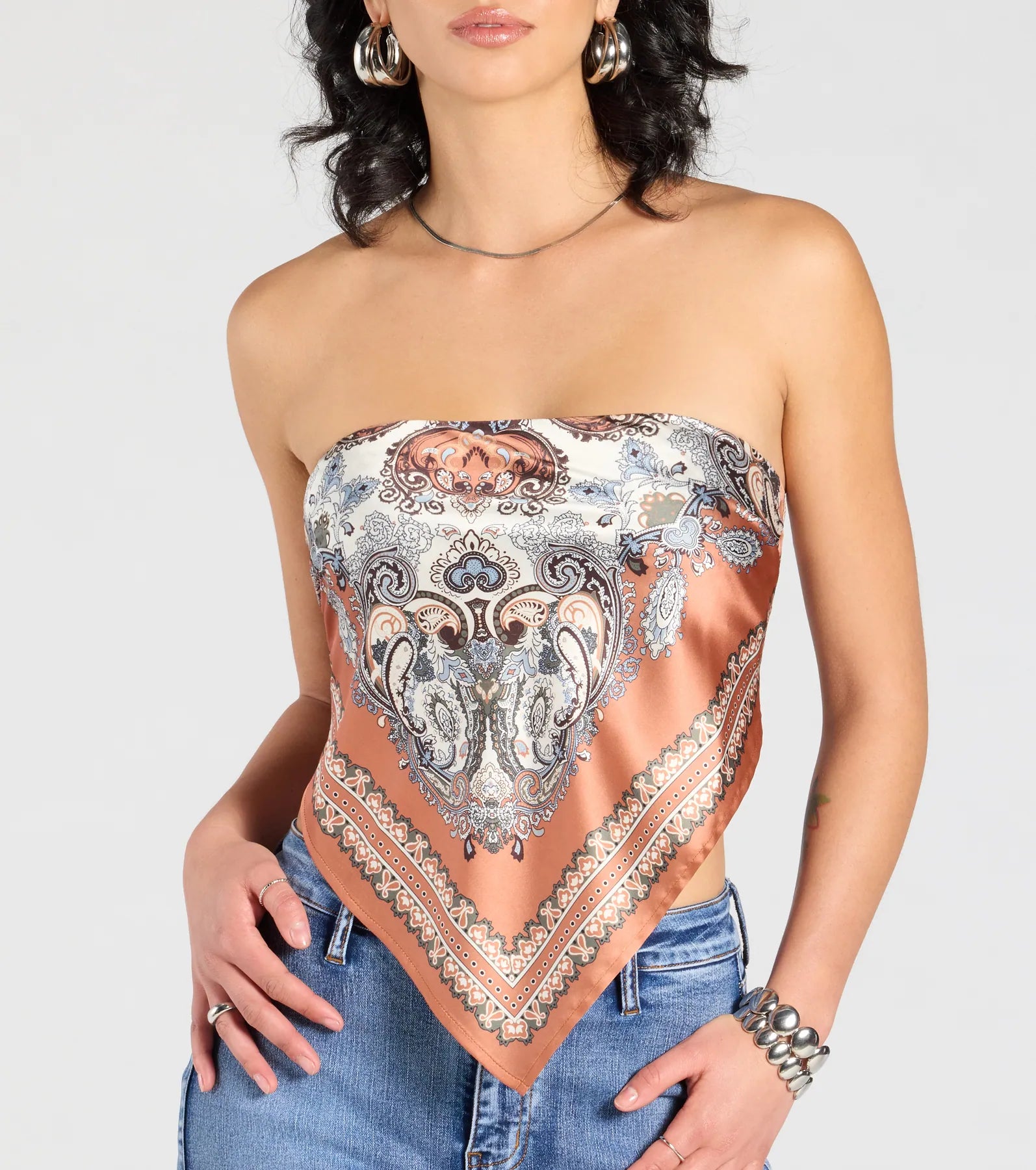 Sun Soaked Cutie Satin Scarf Top - Image 8