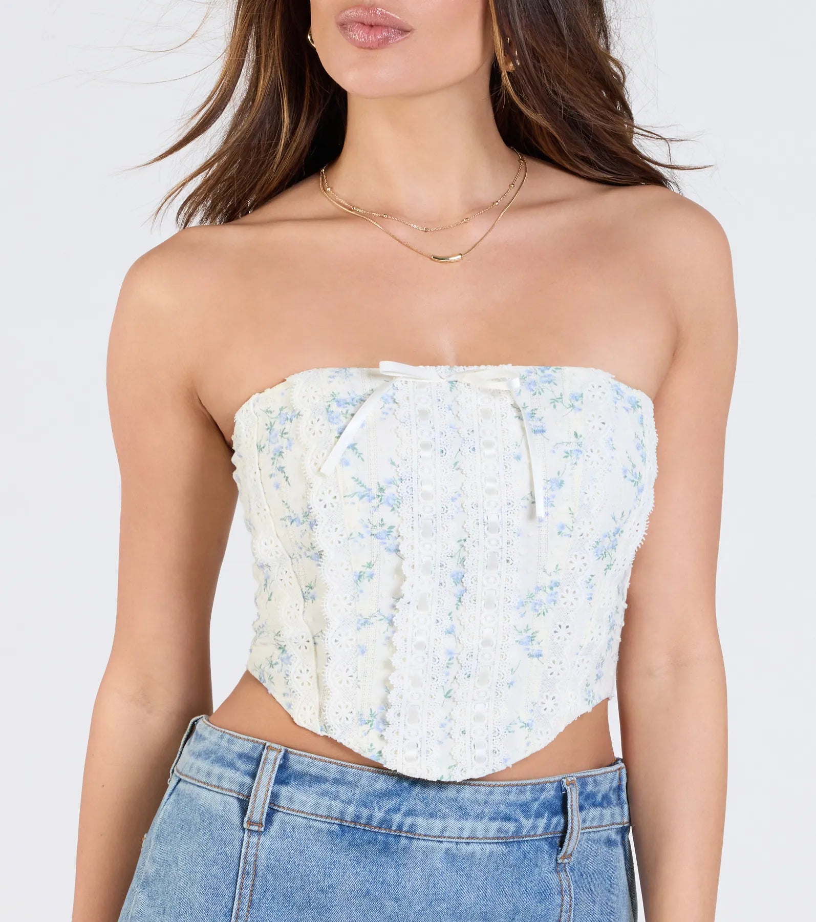 Floral Attitude Lace Trim Corset Top - Image 4