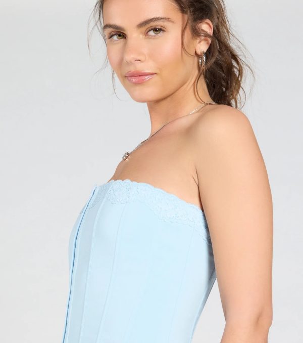 Chic And Snatched Strapless Lace Trim Corset Top - Image 20