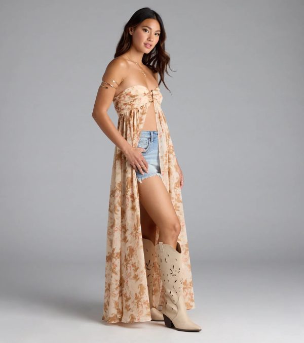 Wanderlust Calling Strapless Abstract Flowy Tunic Top - Image 5
