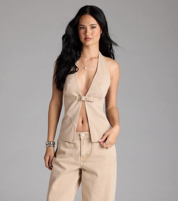 Fresh Vibes Denim Halter Top - Image 2