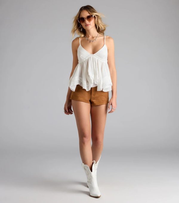By The Beach V-Neck Halter Babydoll Crop Top - Image 4