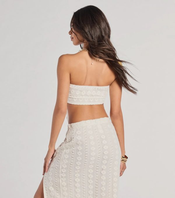 Vacay Ready Tie-Front Bandeau Crochet Crop Top - Image 2