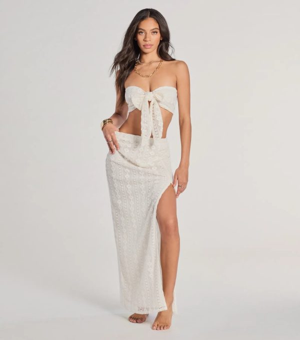 Vacay Ready Tie-Front Bandeau Crochet Crop Top - Image 3
