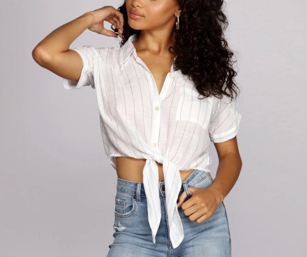 Pinstripes N' Palm Trees Top - Image 2