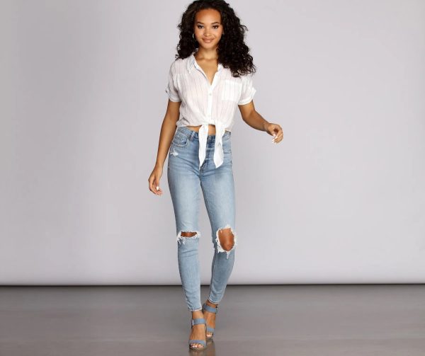 Pinstripes N' Palm Trees Top - Image 4