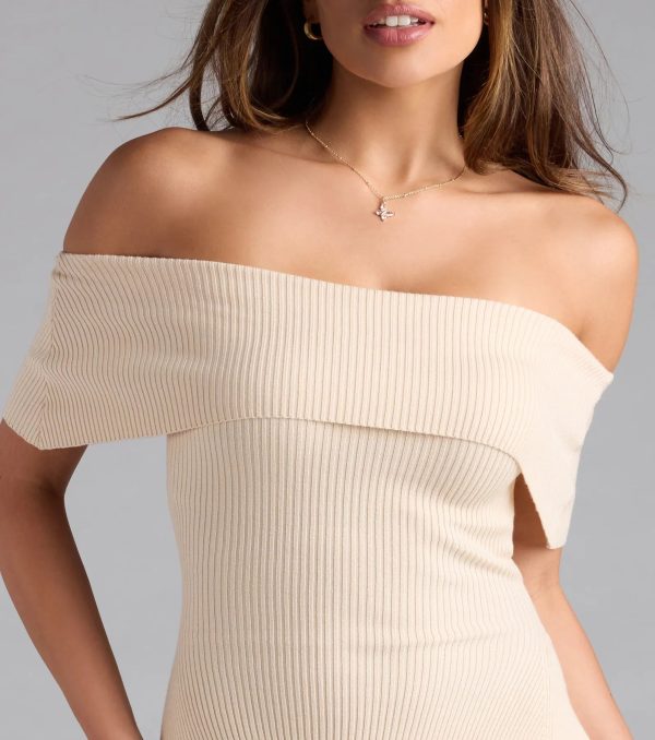 Sweet And Off-The-Shoulder Sweater Skater Dress - Image 8