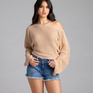 Cute In Crochet Long Sleeve Sweater