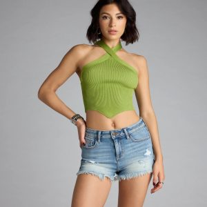 Main Squeeze Ribbed Knit Halter Top