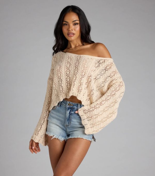 Breezy Nights Crop Crochet Sweater - Image 5