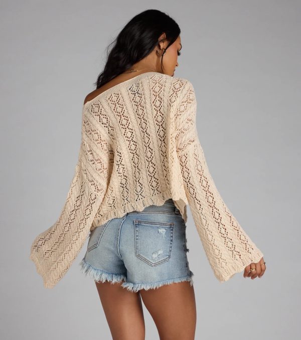 Breezy Nights Crop Crochet Sweater - Image 6