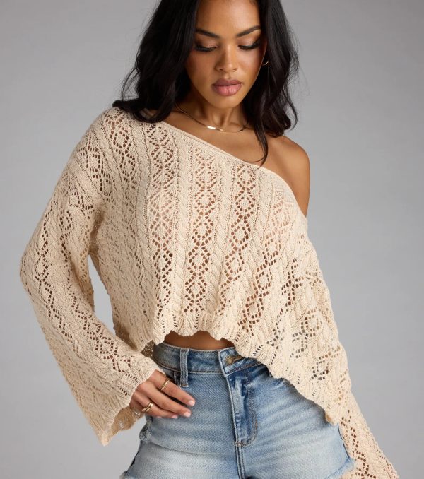 Breezy Nights Crop Crochet Sweater - Image 8