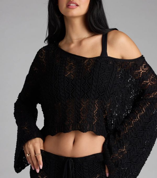 Breezy Nights Crop Crochet Sweater - Image 4
