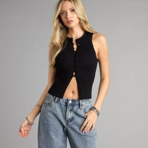 Buttoned Up Babe Rib Knit Top