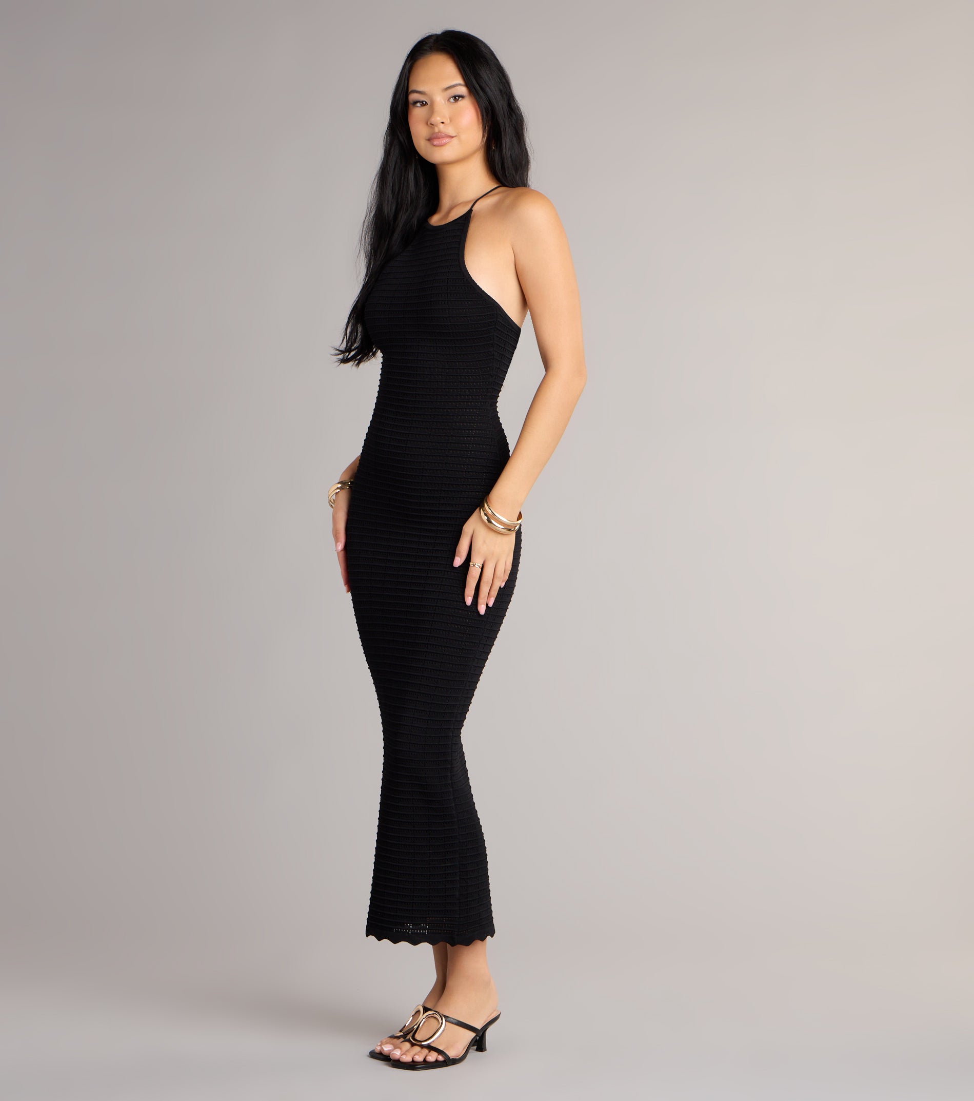 It Girl High Neck Lace Up Maxi Dress - Image 4