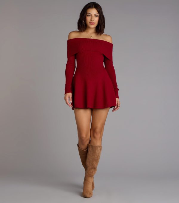Chic Staple Ribbed Knit Skater Dress - Image 35