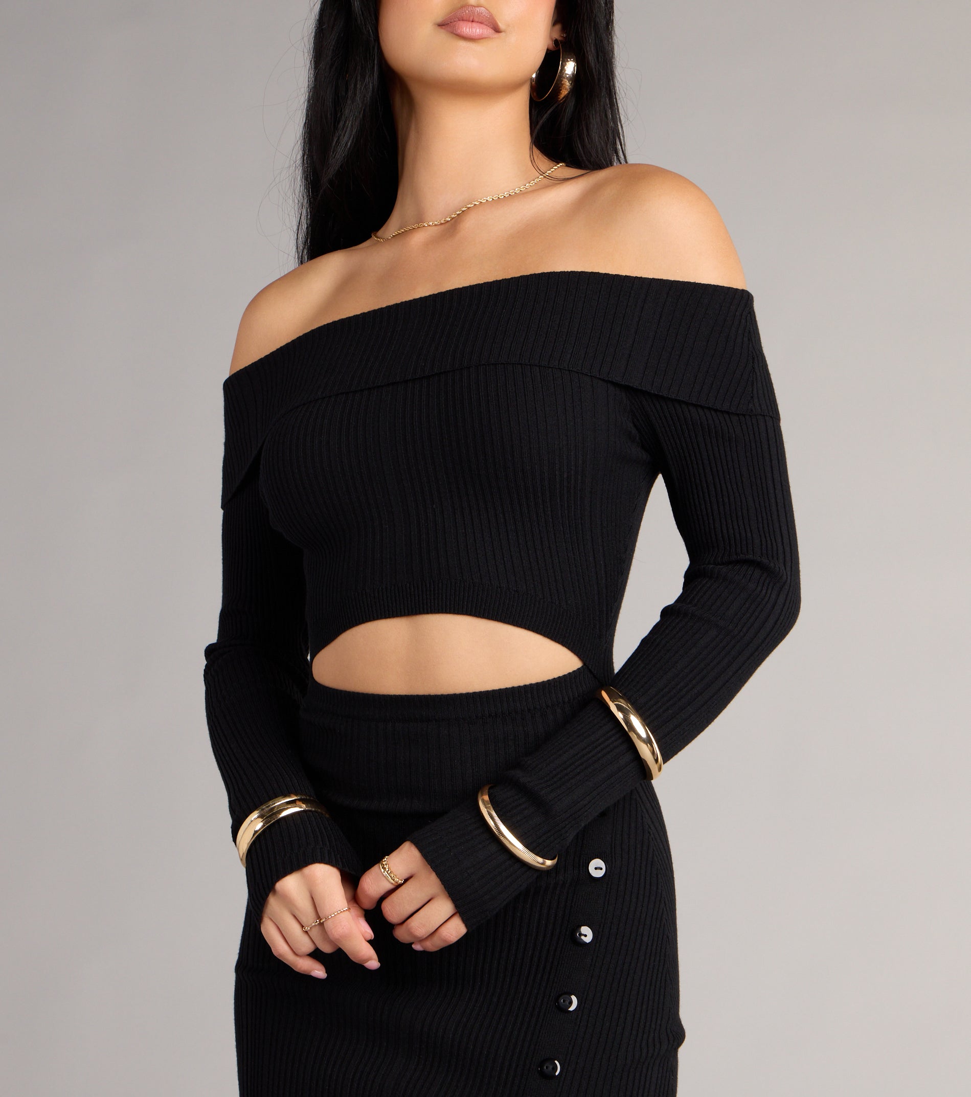 Fireside Flirt Off-The-Shoulder Midi Dress - Image 3