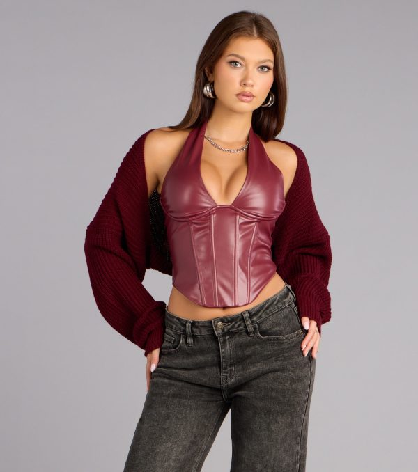 Sweet And Cozy Oversized Knit Sweater Bolero - Image 32