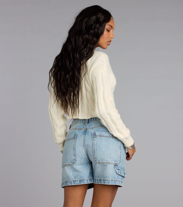 Season Chill Cable Knit Crop Sweater - Image 2